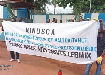RCA : manifestation du personnel journalier de la Minusca qui dénonce leur licenciement abusif