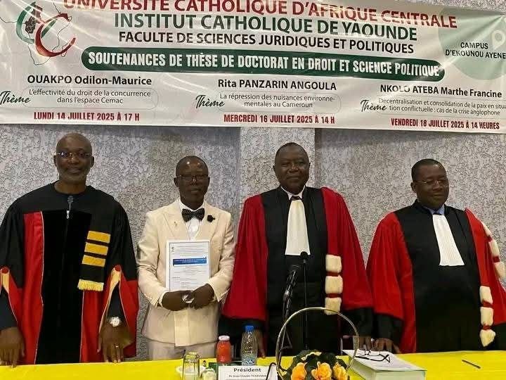 Premières thèses de doctorat à l’Université Catholique d’Afrique Centrale, Odilon Maurice OUAKPO entre dans l’histoire